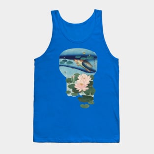 WATER TURTLE AND WATERLILIES IN PALE PINK BLUE Tank Top